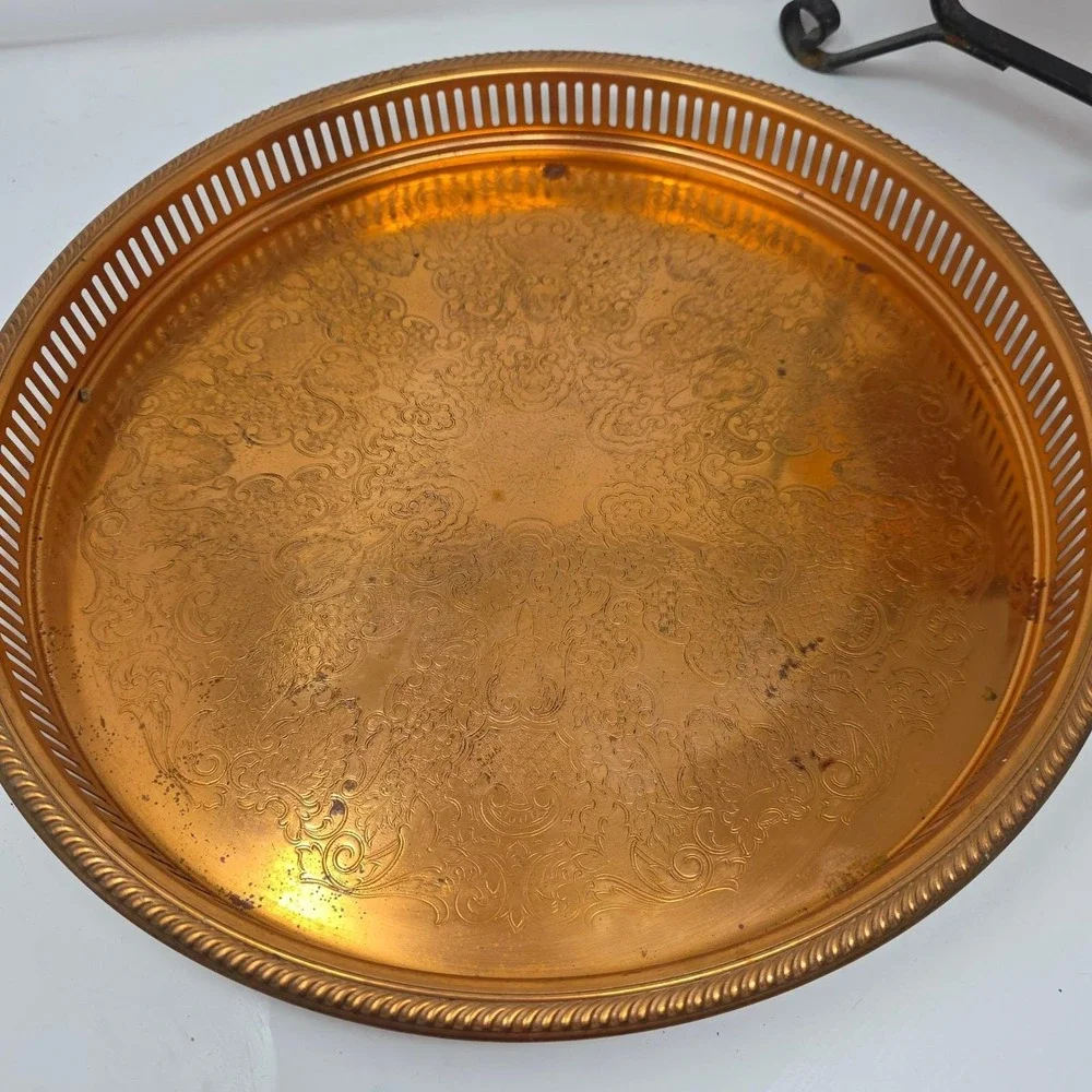 Coppercraft Guild Tea Coffee Set Copper Brass Iron Stand Tray Vintage 6pc Set